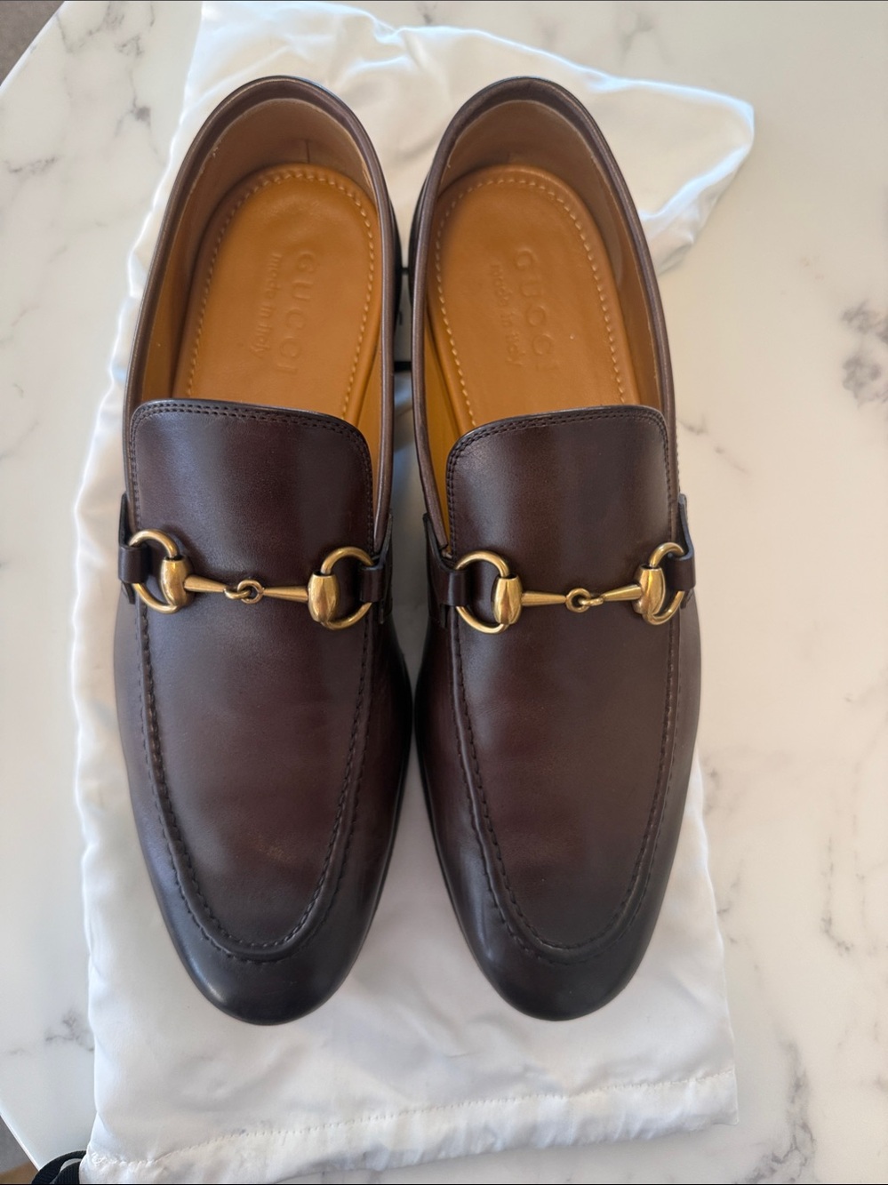 Gucci Brown Leather Horsebit Jordan Slip-On Loafers UK size 6 US 7